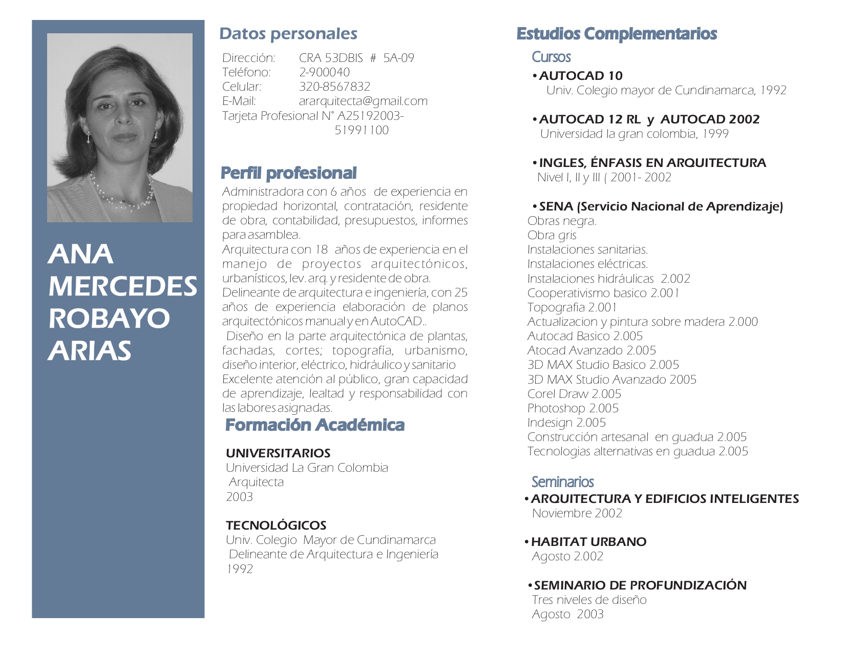 Presentación de Ana Mercedes Robayo Arias
